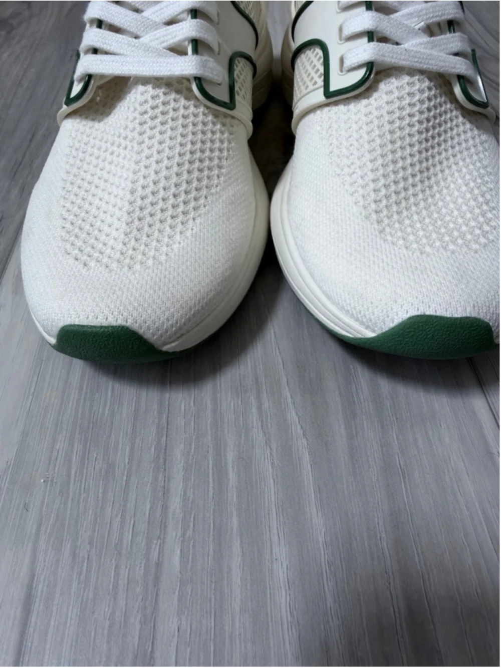 Tory Burch Good Luck Trainer Sneakers Womens 8.5 White Green Knit Athletic Shoes